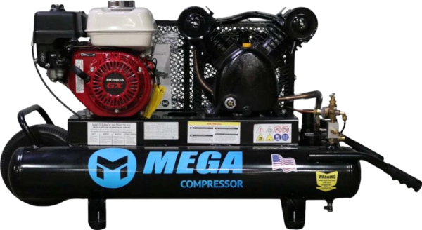 Mega Compressor MP-5510G200 Air Compressor Twin Tank Wheelbarrow 5.5 HP 10 Gallon 150 PSI Gas Honda Engine New