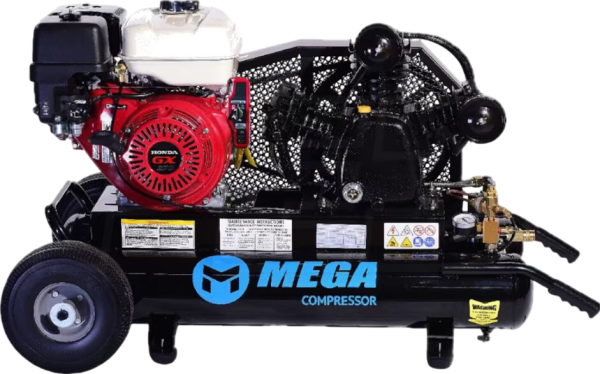 Mega Compressor MP-9010GE Air Compressor Twin Tank 10 Gallon 9 HP 150 PSI Gas Honda Engine Electric Start New