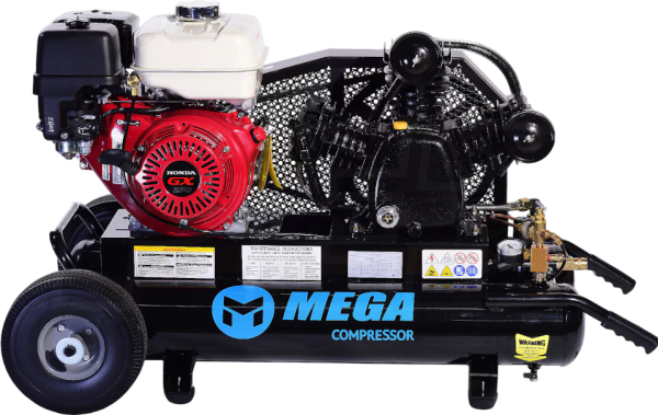 Mega Compressor MP-9010HG Air Compressor Two-Stage Twin Tank 10 Gallon 9 HP 180 PSI Gas Honda Engine New